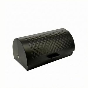 Caja de Pan de Metal Negra con Patrón de Diamantes, Contenedor Hermético para Almacenamiento de Pan, para Mantener la Frescura en la Cocina - Product Image 2