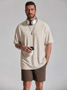 T-shirt en coton oversize pour homme, coupe décontractée, épaules tombantes, col rond, manches courtes, style urbain décontracté, mode quotidienne, effet délavé - Product Image 3