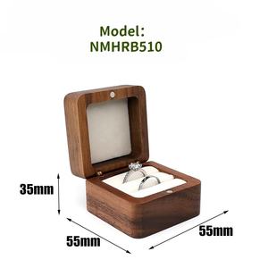 Walnut Wooden <b>Ring</b> <b>Box</b> Magnetic Jewelry Case Velvet Lined Rectangle Gift Packaging for Wedding Proposal - Product Image 3