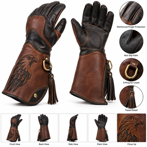 Gants de Falconerie en Cuir Premium pour la Manipulation des Faucons, Gants Longs Personnalisés pour Faucons avec Manchettes Renforcées et Protège-Paume - Product Image 6