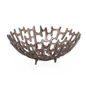 Bol en métal sculpté moderne de 12 pouces, plat de service décoratif fait à la main pour la présentation sur table - Product Image 5