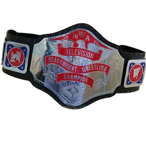 Cinturón de Campeonato de Televisión NWA, Cuero Negro con Diseño Rojo y Plateado, Cinturón de Lucha Libre de Primera Calidad para Fanáticos y Coleccionistas - Product Image 3
