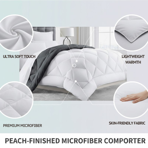 Couette moderne en microfibre pêche toutes saisons |   Couverture ultra douce, écologique et lavable en machine pour lit double king size |   Long - Product Image 6