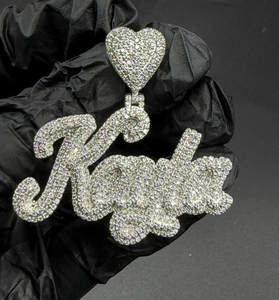 Moissanite <b>King</b> Pendant Iced Out <b>Crown</b> Heart Custom Name Jewelry Hip Hop Luxury Statement Necklace for Men - Product Image 1