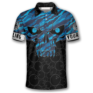 เสื้อเจอร์ซีย์โบว์ลิ่งแขนสั้นสำหรับผู้ชาย OEM ลายพรางพิมพ์ลายแบบระเหิด ระบายอากาศได้ดี มีปก เสื้อกีฬา เสื้อท็อปสำหรับฤดูร้อน ชุดกีฬา - Product Image 2