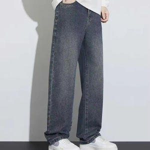 Conjunto de Jeans Rectos Holgados Personalizados para Hombre, Pantalones Anchos de Mezclilla de Alta Calidad con Botones para Invierno - Product Image 5