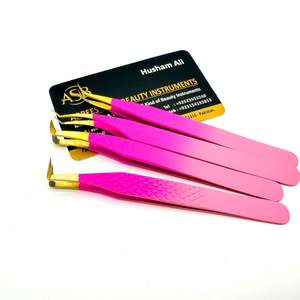 Pince à épiler pour extensions de cils à pointe en fibre rose ombrée, instrument de beauté en acier inoxydable, légère, à prise ferme, à pointe fine - Product Image 4