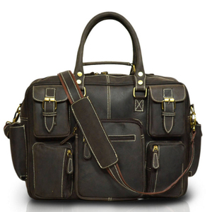 Mochila de Viaje Clásica, Maletín de Trabajo de Cuero con Múltiples Bolsillos, Cierre de Cremallera y Broche, Unisex, Gran Capacidad, Bolsa Organizadora - Product Image 6