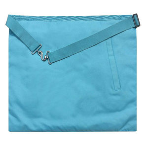 Custom Masonic Apron with Turquoise Fabric Trim Circular Embroidered Patches Beaded Chains <b>Sew</b>-<b>On</b> <b>Badge</b> Design Classical Style - Product Image 3
