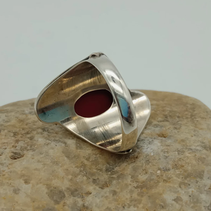 แหวนปะการังแดงทำมือ แหวนพลอยปะการังธรรมชาติ เครื่องประดับสไตล์โบโฮ ของขวัญสำหรับเธอ - Product Image 2