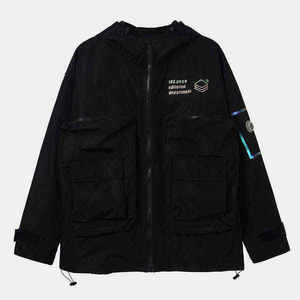 Men's Techwear Tactical Jacket <b>Waterproof</b> Windbreaker Streetwear Cyberpunk Cargo Utility Hooded Coat Hip Hop Urban Outerwear - Product Image 5