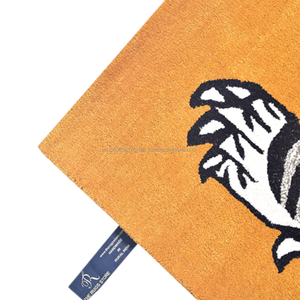 พรมขนสัตว์ทิเบตทอมือลายเสือสี่เหลี่ยมผืนผ้า สีทองเทา ขนสั้น ลายสัตว์ - Product Image 2