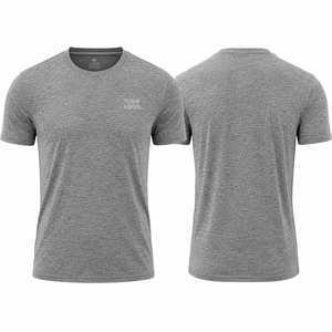 T-shirt gris chiné pour homme, manches courtes, coupe classique, séchage rapide, jersey, impression de logo personnalisé sur le devant - Product Image 2
