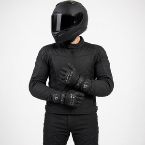 2026 Racing Gloves Full Finger Leather Black Adjustable Wrist <b>Strap</b> Hook And Loop Closure Riding Protection - Product Image 4