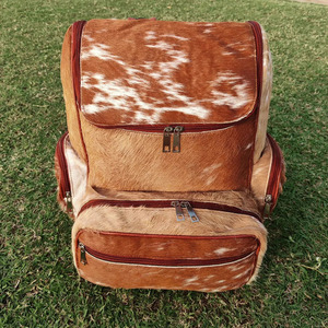 Premium cowhide leather hair on school <b>backpacks</b> wholesale supplier OEM custom handmade export student bags in wholesale price - Product Image 3