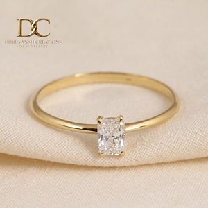 แหวนทองคำแท้ 14KT งานแฮนด์เมดใหม่ ประดับเพชรทรงแปดเหลี่ยมเจียระไนแบบบริลเลียนท์ เพชรเพาะเลี้ยงในห้องปฏิบัติการ รับรองโดย IGI เครื่องประดับสำหรับผู้หญิง เหมาะสำหรับทุกโอกาส - Product Image 2
