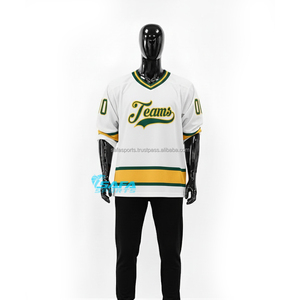 Maillots de hockey sur glace personnalisés OEM 100% polyester respirant imprimé par sublimation Logo d'équipe Uniforme d'entraînement Vente en gros - Product Image 4