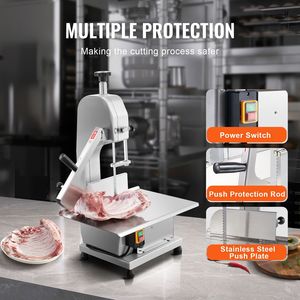 Sega a Nastro Elettrica Commerciale 650W in Acciaio Inox, Nuovo Banco da Lavoro 31,5 x 46 cm, Taglio Massimo 11 cm, Sega da Banco per Carne - Product Image 6