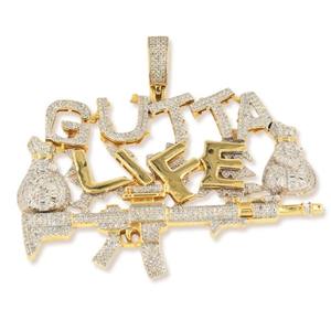 Pendentif lettre couleur or serti de moissanite, bijou statement pour fête, unisexe, cadeau religieux - Product Image 4