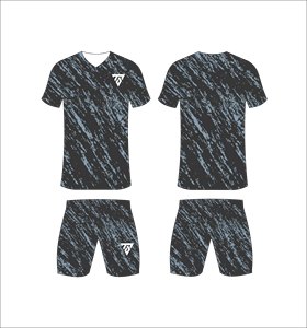 Conjunto de uniforme de fútbol sublimado personalizado para hombre con camiseta con estampado de rayas diagonales en blanco y negro y pantalones cortos a juego - Product Image 5
