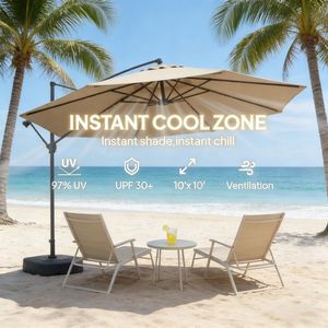 Copertura Impermeabile Quadrata per Ombrellone da Patio, 3m di Diametro, per Palo in Acciaio Inox/Ferro e Legno, per Uso Esterno, Spiaggia, Ristorante, Hotel, Protezione dalla Pioggia - Product Image 5