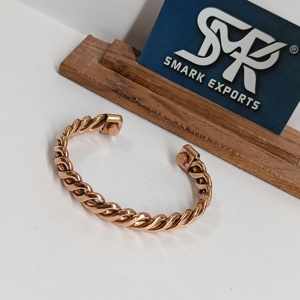 Brazalete de Cobre Puro Hecho a Mano con Patrón de Trenzado de Cuerda Tradicional, Estilo Cadena de Cobre Sólido, Ajustable - Product Image 2