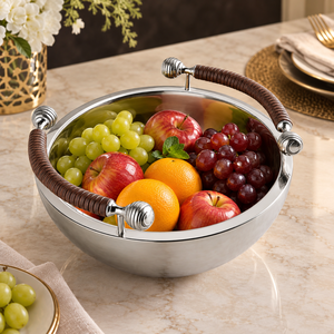 Stainless Steel Serving Bowl with Stylish Handles for Snacks Dry <b>Fruits</b> and Desserts | Modern Round Table Bowl for Home Parties - Product Image 4