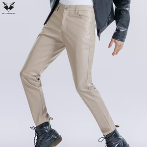 2026 Stretchable Fabric Good Supplier With Own Logo Print Best Seller Unique Design Zippered Slim Fit Faux Leather Pants - Product Image 4