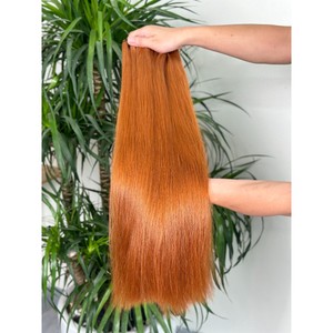 Extensions de cheveux vierges vietnamiens en cuivre, couleur roux gingembre, trame plate, soyeuses, lisses et brillantes, ultra-lisses, double tirage, vente en gros - Product Image 4