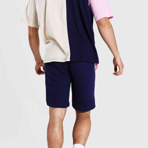 Conjunto de Camiseta y Pantalones Cortos para Hombre, Cuello Redondo, Bloques de Color, Algodón Tejido, Ropa Casual de Verano - Product Image 6