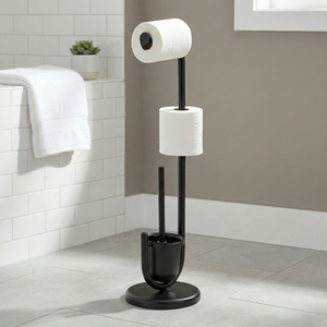 Portarrollos de papel higiénico de calidad para el hogar, muebles de almacenamiento para el hogar OEM de diseño moderno con cepillo para baño, fabricado en Taiwán - Product Image 2