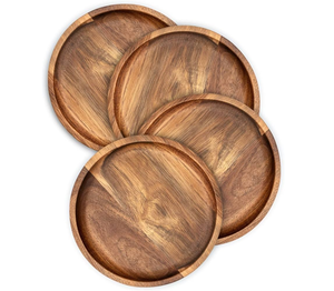Wood Charger <b>Plate</b> 4 PCS Crafts Natural Wood Color Modern design Wood Charger <b>Plate</b> Best Price - Product Image 1