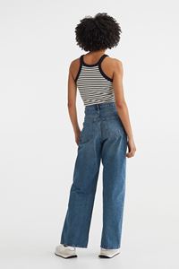 Pantalon droit élastique uni, pantalon long décontracté, nouveau style rétro pour femmes, jean à jambes larges - Product Image 2