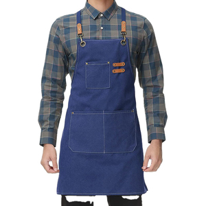 Tablier de barbier en cuir véritable imprimé avec logo personnalisé, avec sangles de travail personnalisées imperméables - Product Image 2
