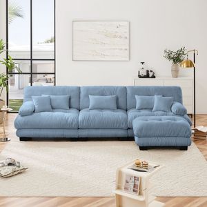 Divano Modulare a L di Lusso Oversize con Seduta Profonda e Pouf Convertibile per Soggiorno - Product Image 3
