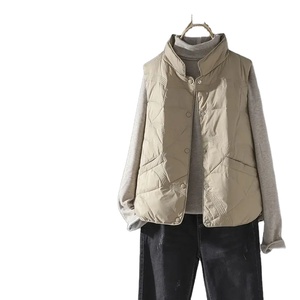 Chaqueta de plumón de mujer sin mangas negra larga ultraligera para invierno 2024 transpirable impresa - Product Image 2