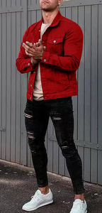 Men's Stylish Winter Formal <b>Denim</b> <b>Jackets</b> Casual Breathable Windproof High Quality <b>Customized</b> Logo Print for Wholesale price - Product Image 3