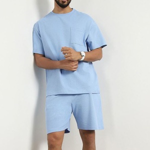 Conjunto de Camiseta y Pantalones Cortos Ligeros para Hombre, Venta al Por Mayor, Transpirable, Verano, Dos Piezas, Informal, Gimnasio, Playa, Proveedor OEM ODM - Product Image 3
