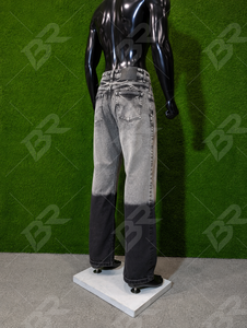 Jean en denim délavé coupe droite taille haute pour homme, style vintage, décontracté, en coton mi-lourd, coupe régulière, idéal pour l'automne - Product Image 2
