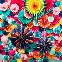 Éventails en papier décoratifs floraux de 6 pouces pour la rentrée scolaire, Halloween, la Saint-Valentin, Noël, Pâques, la remise des diplômes, le Nouvel An et autres événements