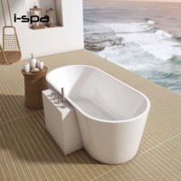 Baignoire autoportante ovale moderne en acrylique avec 12 jets pour hôtel, spa intérieur, baignoire japonaise 1700x940x480/600mm