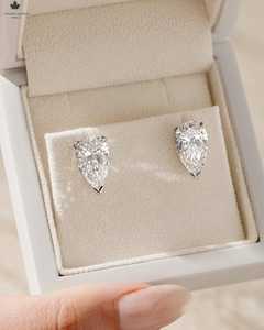 Pendientes de tuerca de moissanita con corte de pera de 1 quilate cada uno, de plata de ley 925, de moda, para mujer, regalo de aniversario para ella, ¡los más vendidos! - Product Image 3