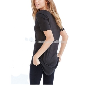 T-shirts surdimensionnés en coton 100% pour hommes et femmes T-shirts personnalisés à ourlet incurvé et à épaules tombantes Coupe ample en denim vente en gros - Product Image 4