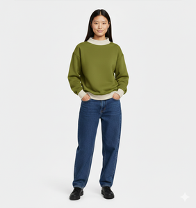 Pull molletonné décontracté pour femme, col montant, uni, respirant, sans doublure, coupe ample, avec logo frontal, idéal pour l'automne et l'hiver au quotidien - Product Image 1