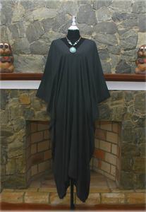 <b>Plus</b> <b>Size</b> Hand Dyed Rayon Kaftan Dress Solid Dark Gray Relaxed Fit Lounge Gown - Product Image 4