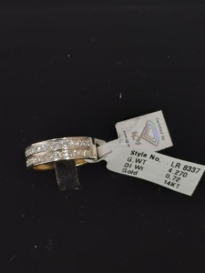 14K <b>Gold</b> Designer Band <b>Ring</b> with Sparkling White Stones Elegant Women Wedding Fine Jewelry Supplier - Product Image 4