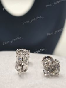 Pendientes de Diamantes Redondos con Corte Brillante, Plata 925 con Baño de Rodio, Engaste de Garra, Clásicos, Unisex, para Compromiso - Product Image 6