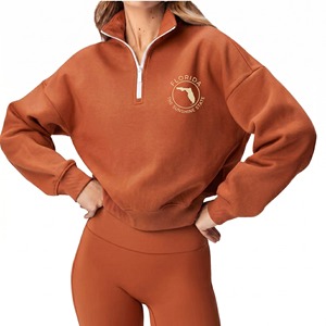 Custom Embroidery Oversized <b>Half</b> <b>Zip</b> <b>Sweatshirt</b> <b>Women</b> High Quality Unisex Fleece 100% Cotton Y2k Baggy Pullover <b>Sweatshirt</b> <b>Women</b> - Product Image 1