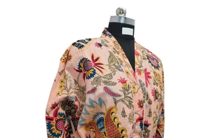 Bata Kimono con Estampado de Dibujos Animados para Mujer, 100% Algodón Transpirable, Camisón de Verano Hecho a Mano, Cuello en V, Cintura Elástica, Largo Completo - Product Image 3