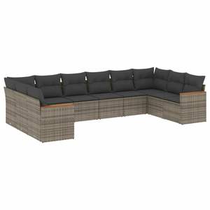 Conjunto de Sofá de Jardín Gris de Ratán para 6 Personas, Muebles de Exterior Resistentes a la Intemperie, Diseño Contemporáneo - Product Image 2